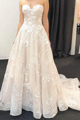 Long Sweetheart A-line Ivory Bridal Dress with Lace Appliques Long Sweetheart A-line Ivory Bridal Dress with Lace Appliques