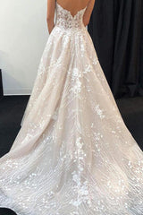 Long Sweetheart A-line Ivory Bridal Dress with Lace Appliques Long Sweetheart A-line Ivory Bridal Dress with Lace Appliques