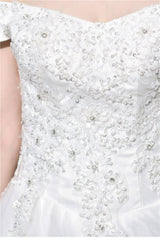 Princess Off Shoulder White Wedding Dress with Pearls Princess Off Shoulder White Wedding Dress with Pearls