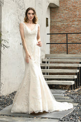 Princess V Neck Mermaid Ivory Lace Wedding Dress Princess V Neck Mermaid Ivory Lace Wedding Dress