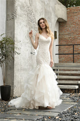 Princess Mermaid Ivory Wedding Dress with Cascading Ruffles Princess Mermaid Ivory Wedding Dress with Cascading Ruffles