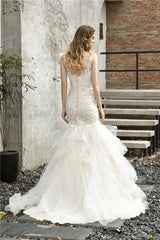 Princess Mermaid Ivory Wedding Dress with Cascading Ruffles Princess Mermaid Ivory Wedding Dress with Cascading Ruffles