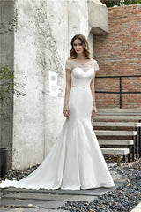 Princess Short Sleeves Mermaid Ivory Wedding Dress Princess Short Sleeves Mermaid Ivory Wedding Dress