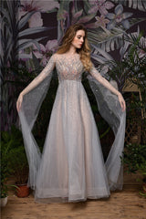 Princess Long Sleeves Beaded Champagne Wedding Dress Princess Long Sleeves Beaded Champagne Wedding Dress