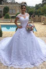 Princess Long Cap Sleeves A-line White Wedding Dress Princess Long Cap Sleeves A-line White Wedding Dress