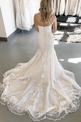 Chapel Train Mermaid Sweetheart White Wedding Dress with Lace Chapel Train Mermaid Sweetheart White Wedding Dress with Lace