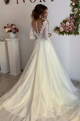 Princess Long Sleeves A-line Ivory Wedding Dress with Lace Princess Long Sleeves A-line Ivory Wedding Dress with Lace
