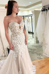 Princess Long Sweetheart Mermaid Ivory Wedding Dress with Lace Princess Long Sweetheart Mermaid Ivory Wedding Dress with Lace