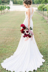 Princess Long V-Neck A-line White Wedding Dress with Lace Top Princess Long V-Neck A-line White Wedding Dress with Lace Top