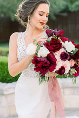 Princess Long V-Neck A-line White Wedding Dress with Lace Top Princess Long V-Neck A-line White Wedding Dress with Lace Top