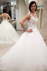 Princess Long A-line V-line White Wedding Dress with Appliques Princess Long A-line V-line White Wedding Dress with Appliques