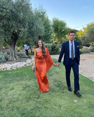 One Shoulder Burnt Orange Evening Dresses Long Sexy Formal Party Dress Prom Dresses,AST1243 One Shoulder Burnt Orange Evening Dresses Long Sexy Formal Party Dress Prom Dresses,AST1243