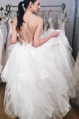 Long Spaghetti Strap A-line White Wedding Dress with Lace Long Spaghetti Strap A-line White Wedding Dress with Lace