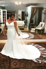 Long Mermaid V-Neck White Wedding Dress with Train Long Mermaid V-Neck White Wedding Dress with Train