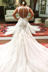 Long Mermaid V-Neck Ivory Wedding Dress with Lace Long Mermaid V-Neck Ivory Wedding Dress with Lace