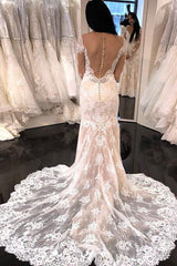 Princess Long Sleeves Mermaid V-Neck Ivory Wedding Dress with Lace Princess Long Sleeves Mermaid V-Neck Ivory Wedding Dress with Lace