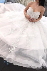 Princess Long Sweetheart A-line White Wedding Dress with Lace Princess Long Sweetheart A-line White Wedding Dress with Lace