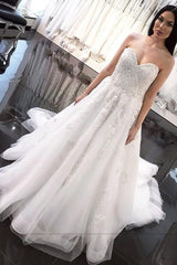 Princess Long Sweetheart A-line White Wedding Dress with Lace Princess Long Sweetheart A-line White Wedding Dress with Lace