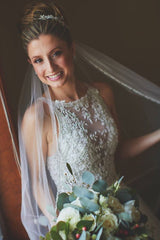 Princess Long Jewel Neck A-line White Wedding Dress with Lace Princess Long Jewel Neck A-line White Wedding Dress with Lace