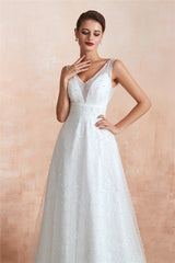 Long A-Line Floral Appliqued White Bridal Dress with Crystals Long A-Line Floral Appliqued White Bridal Dress with Crystals
