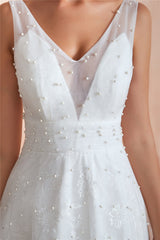 Long A-Line Floral Appliqued White Bridal Dress with Crystals Long A-Line Floral Appliqued White Bridal Dress with Crystals