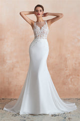 Sexy Long Mermaid See-Through White Wedding Dress with Lace Top Sexy Long Mermaid See-Through White Wedding Dress with Lace Top