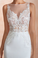 Sexy Long Mermaid See-Through White Wedding Dress with Lace Top Sexy Long Mermaid See-Through White Wedding Dress with Lace Top