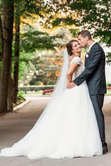Long Cap Sleeves A-line V-Neck White Bridal Dress with Lace Long Cap Sleeves A-line V-Neck White Bridal Dress with Lace