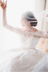 Princess Long Half Sleeves A-line White Wedding Dress with Beads Princess Long Half Sleeves A-line White Wedding Dress with Beads