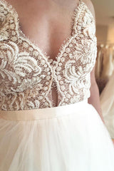 Long A-line Spaghetti Strap Ivory Wedding Dress with Lace Long A-line Spaghetti Strap Ivory Wedding Dress with Lace