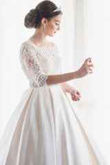 Princess Long Half Sleeves A-line White Wedding Dress with Beads Princess Long Half Sleeves A-line White Wedding Dress with Beads