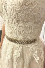 Princess Long V-Neck A-line Ivory Wedding Dress with Beads Princess Long V-Neck A-line Ivory Wedding Dress with Beads
