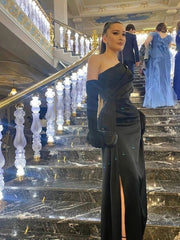 Sexy Mermaid One Shoulder Long Black Slit Prom Dress,AST1231 Sexy Mermaid One Shoulder Long Black Slit Prom Dress,AST1231