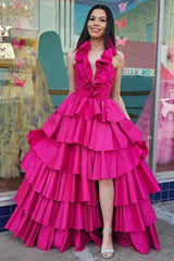 Green Halter Ruffle A-Line Long Prom Dress with Slit,AST1244 Green Halter Ruffle A-Line Long Prom Dress with Slit,AST1244