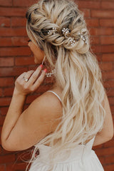 Long Deep V-Neck Empire A-line Ivory Wedding Dress with Train Long Deep V-Neck Empire A-line Ivory Wedding Dress with Train