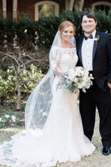 Princess Long Sleeves Mermaid White Wedding Dress with Lace Princess Long Sleeves Mermaid White Wedding Dress with Lace
