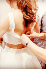 Two Piece Long Ruffles A-line White Wedding Dress Two Piece Long Ruffles A-line White Wedding Dress
