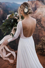 Sheath Open Back Long Sleeves White Wedding Dress with Lace Top Sheath Open Back Long Sleeves White Wedding Dress with Lace Top