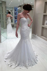 Long Sweetheart Neck Mermaid Silver Bridal Gown with Lace Long Sweetheart Neck Mermaid Silver Bridal Gown with Lace