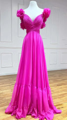 A-Line Orange Prom Dresses With Ruffle Cap Sleeves, V-Neck Senior Prom Dress,AST1647 A-Line Orange Prom Dresses With Ruffle Cap Sleeves, V-Neck Senior Prom Dress,AST1647
