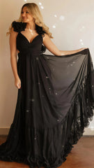 A-Line Orange Prom Dresses With Ruffle Cap Sleeves, V-Neck Senior Prom Dress,AST1647 A-Line Orange Prom Dresses With Ruffle Cap Sleeves, V-Neck Senior Prom Dress,AST1647