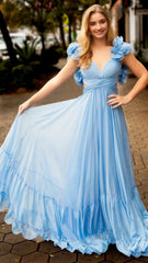 A-Line Orange Prom Dresses With Ruffle Cap Sleeves, V-Neck Senior Prom Dress,AST1647 A-Line Orange Prom Dresses With Ruffle Cap Sleeves, V-Neck Senior Prom Dress,AST1647