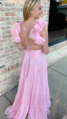 A-Line Orange Prom Dresses With Ruffle Cap Sleeves, V-Neck Senior Prom Dress,AST1647 A-Line Orange Prom Dresses With Ruffle Cap Sleeves, V-Neck Senior Prom Dress,AST1647