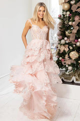 A Line Lace Tiered Stunning Prom Dress Evening Dress With Split,AST1230 A Line Lace Tiered Stunning Prom Dress Evening Dress With Split,AST1230