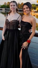 Black Mermaid Long Prom Dresses, Strapless Pleated Evening Gown, AST1478 Black Mermaid Long Prom Dresses, Strapless Pleated Evening Gown, AST1478