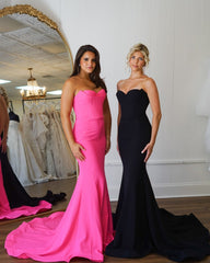 Black/Pink Mermaid Satin Long Prom Dress, AST1507 Black/Pink Mermaid Satin Long Prom Dress, AST1507
