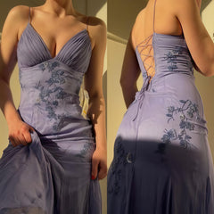 Blue Chiffon Sheath Long Prom Dress With Appliques, Slit Evening Party Dress, AST1521 Blue Chiffon Sheath Long Prom Dress With Appliques, Slit Evening Party Dress, AST1521