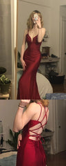 Burgundy Mermaid Prom Dress, Tie Up Back Long Party Gown, AST1033 Burgundy Mermaid Prom Dress, Tie Up Back Long Party Gown, AST1033