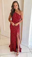 Burgundy Sequined Mermaid Long Prom Dresses, AST1587 Burgundy Sequined Mermaid Long Prom Dresses, AST1587