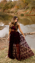 Burgundy Lace Evening Formal Prom Gown, Long Party Dress, AST1537 Burgundy Lace Evening Formal Prom Gown, Long Party Dress, AST1537